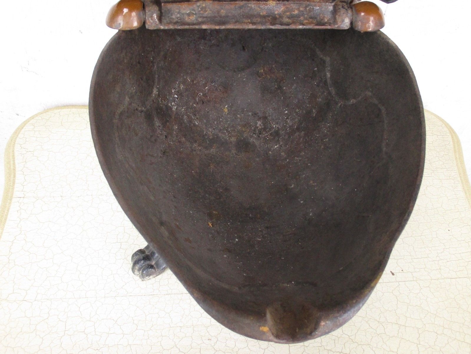 Art Nouveau Antique  Coal Scuttle Cast Iron Fireplace Box Lion Head Legs photo vinterior