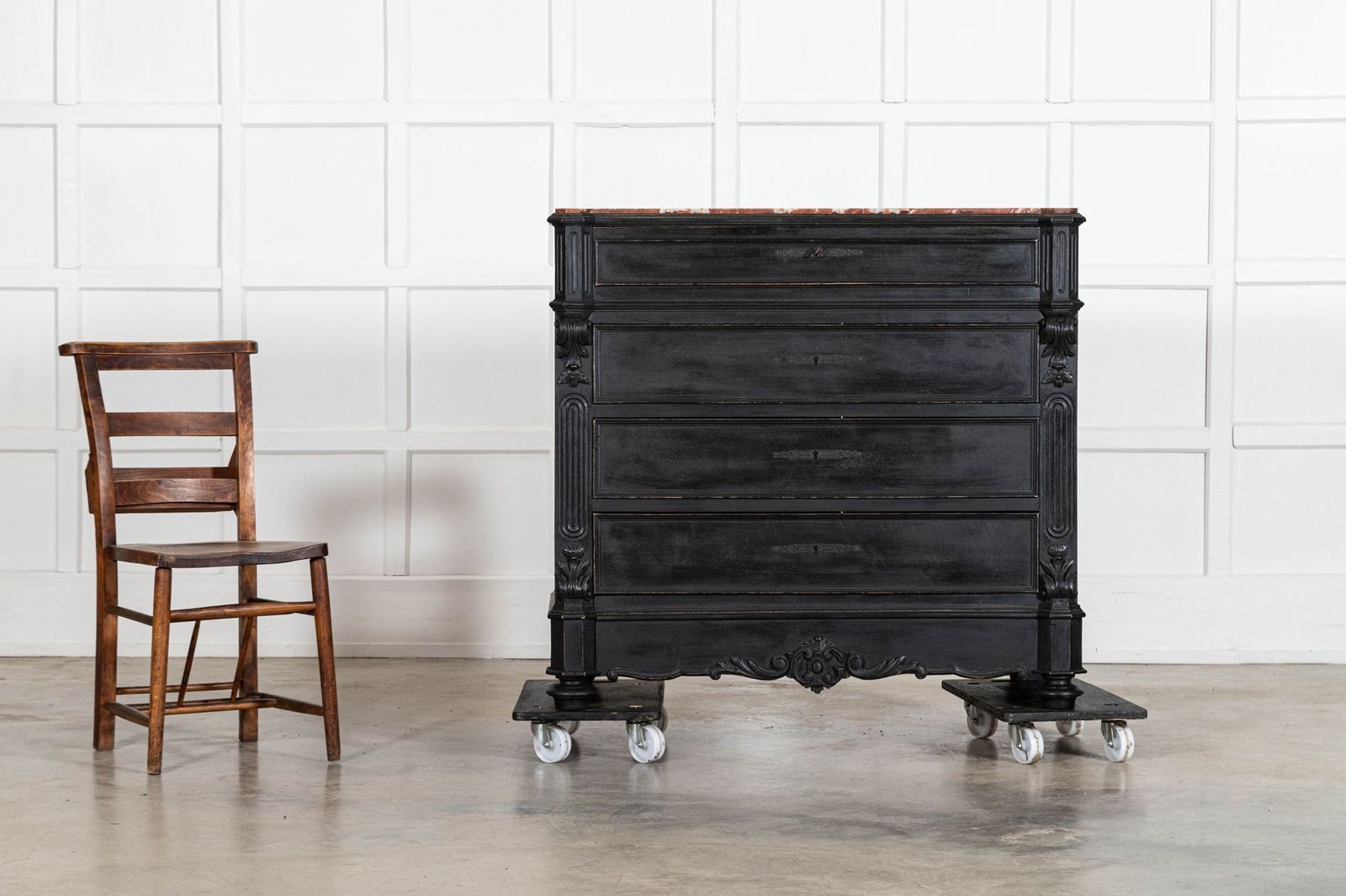 19thc French Ebonised Fruitwood Marble Commode photo 4543.0