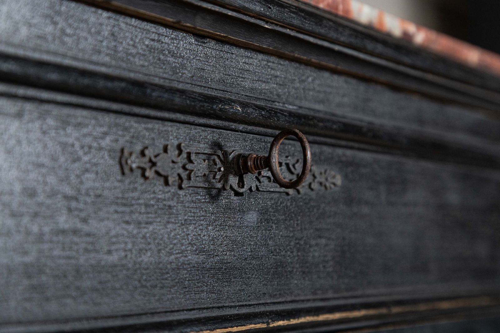 photo for sale 19thc French Ebonised Fruitwood Marble Commode