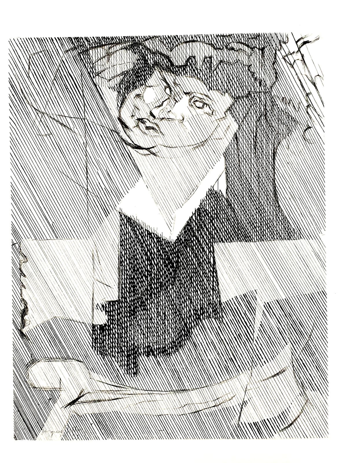 Jacques Villonjacques Villon   Cubist Man   Original Etching1951 photo furniture