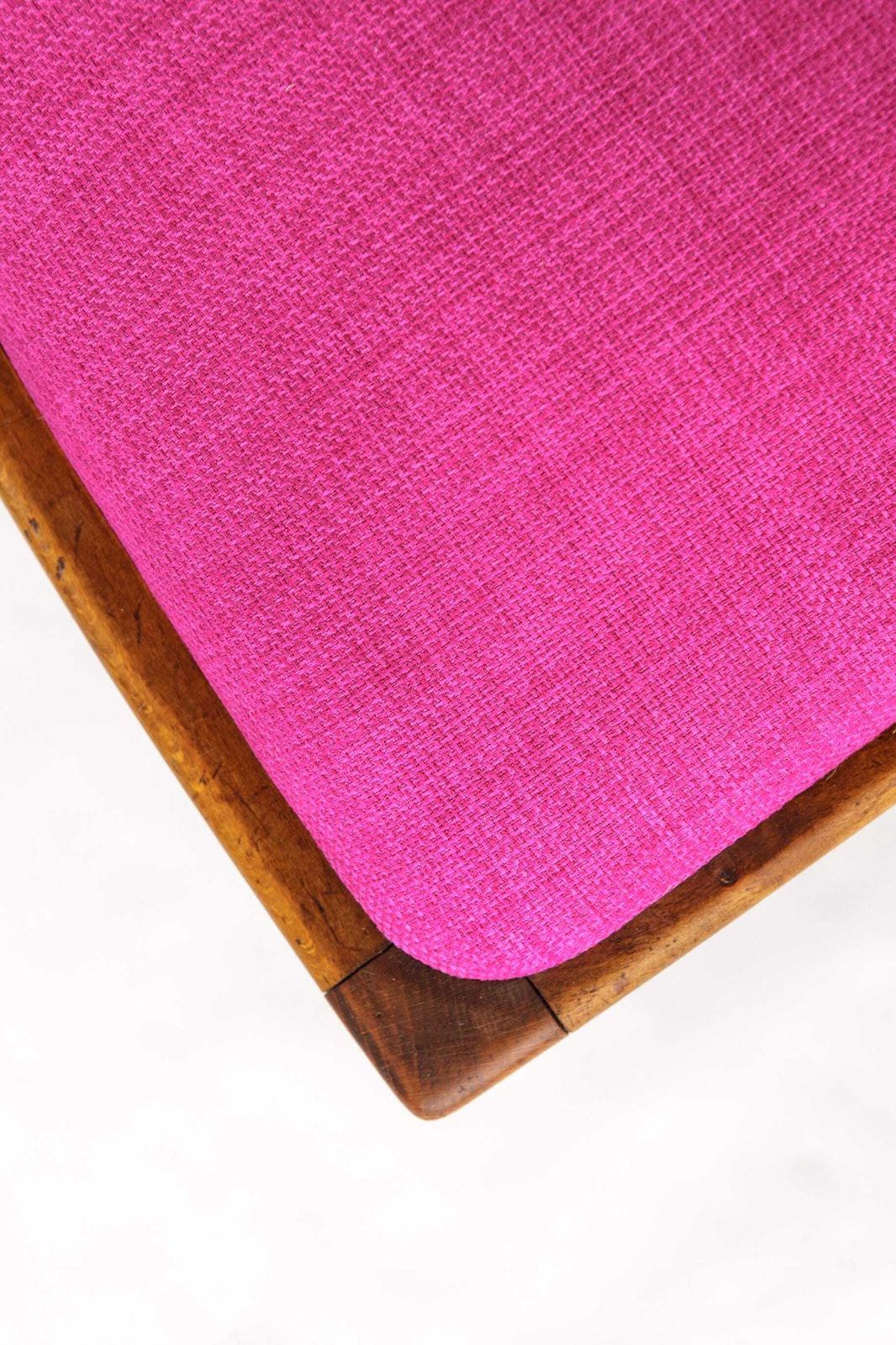 Vintage German Chair – 1950s Beech Wood – Magenta Upholstery – Mid Century Modern photo for sale
