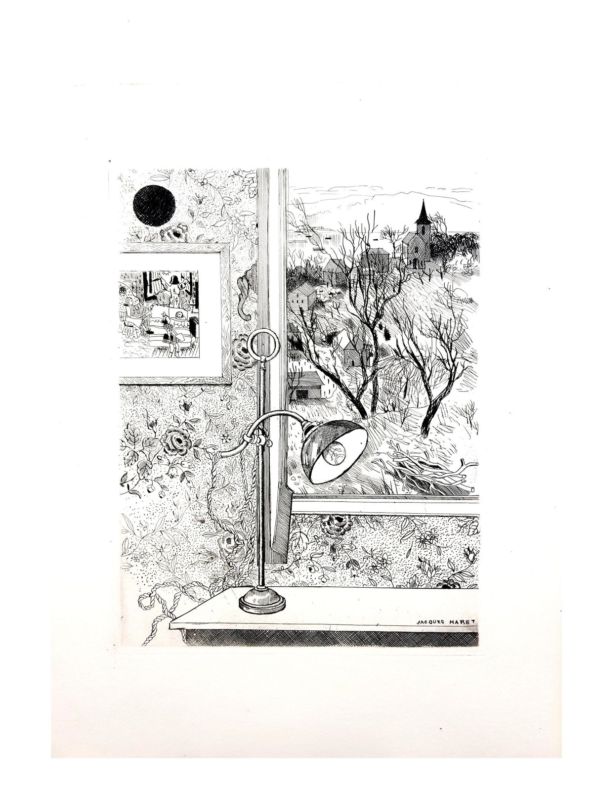 photo for sale Jacques Maretjacques Maret   Dreamy Desk   Original Etching1946