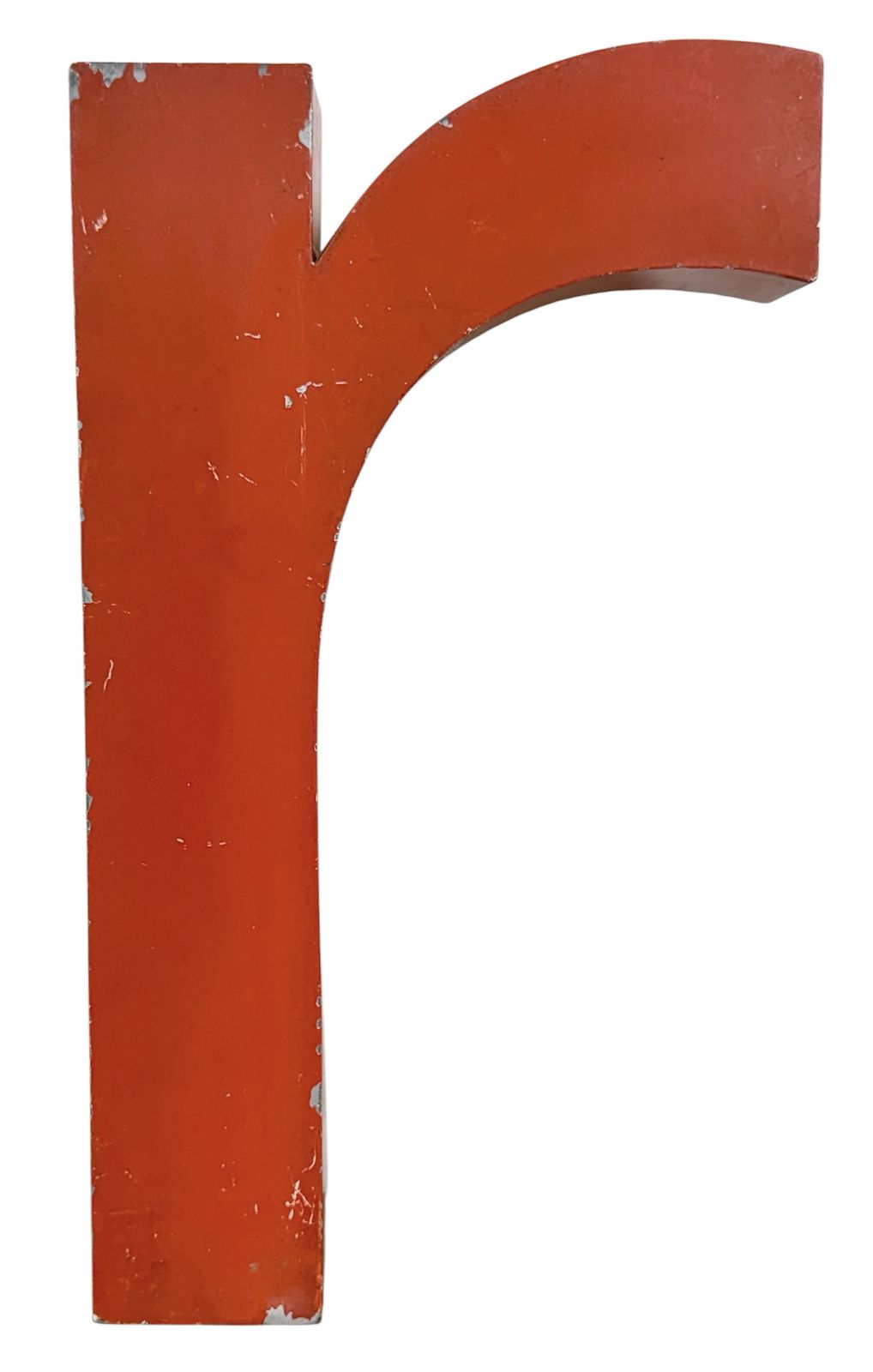 Vintage Red Iron Facade Letter R ,  1970s