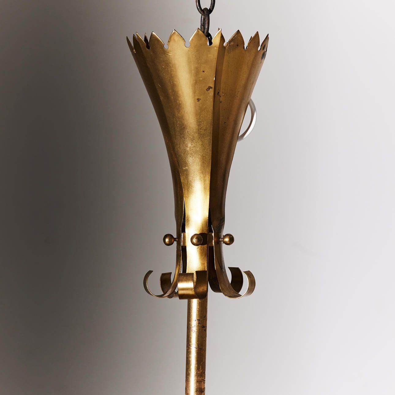 Bo Notini. Ceiling Lamp, Glössner & Co, 1940/50's, Swedish Modern, Model T 58, Brass And Glass photo 5000.0