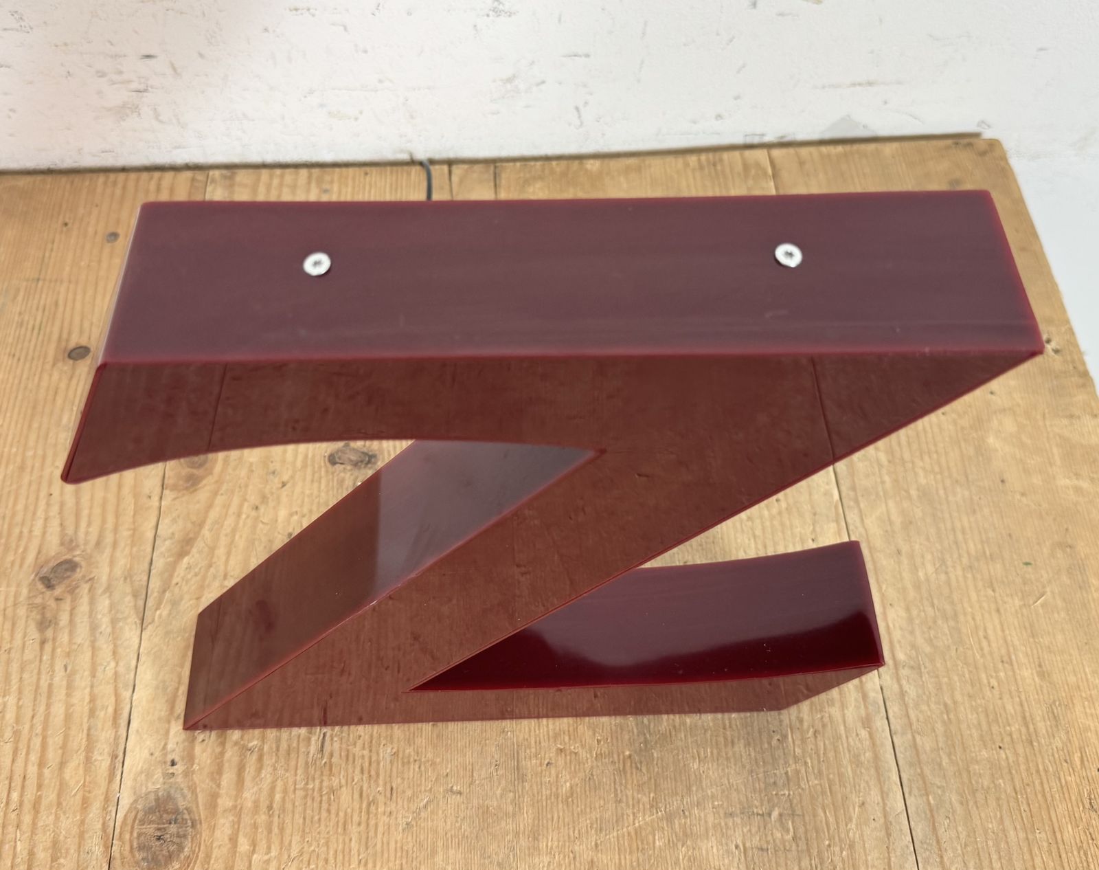 Vintage Dark Red Illuminated Letter Z , 1980s photo vintage