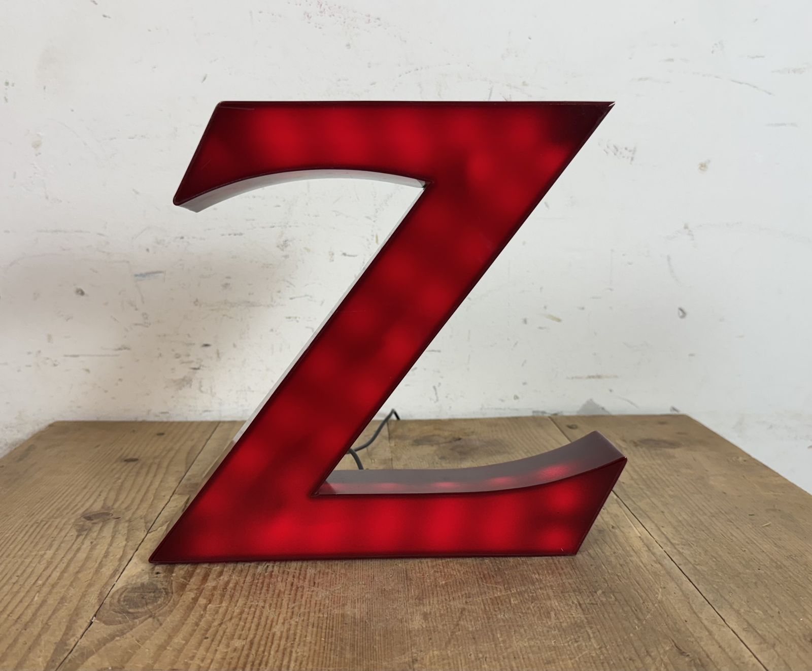 photo furniture Vintage Dark Red Illuminated Letter Z , 1980s