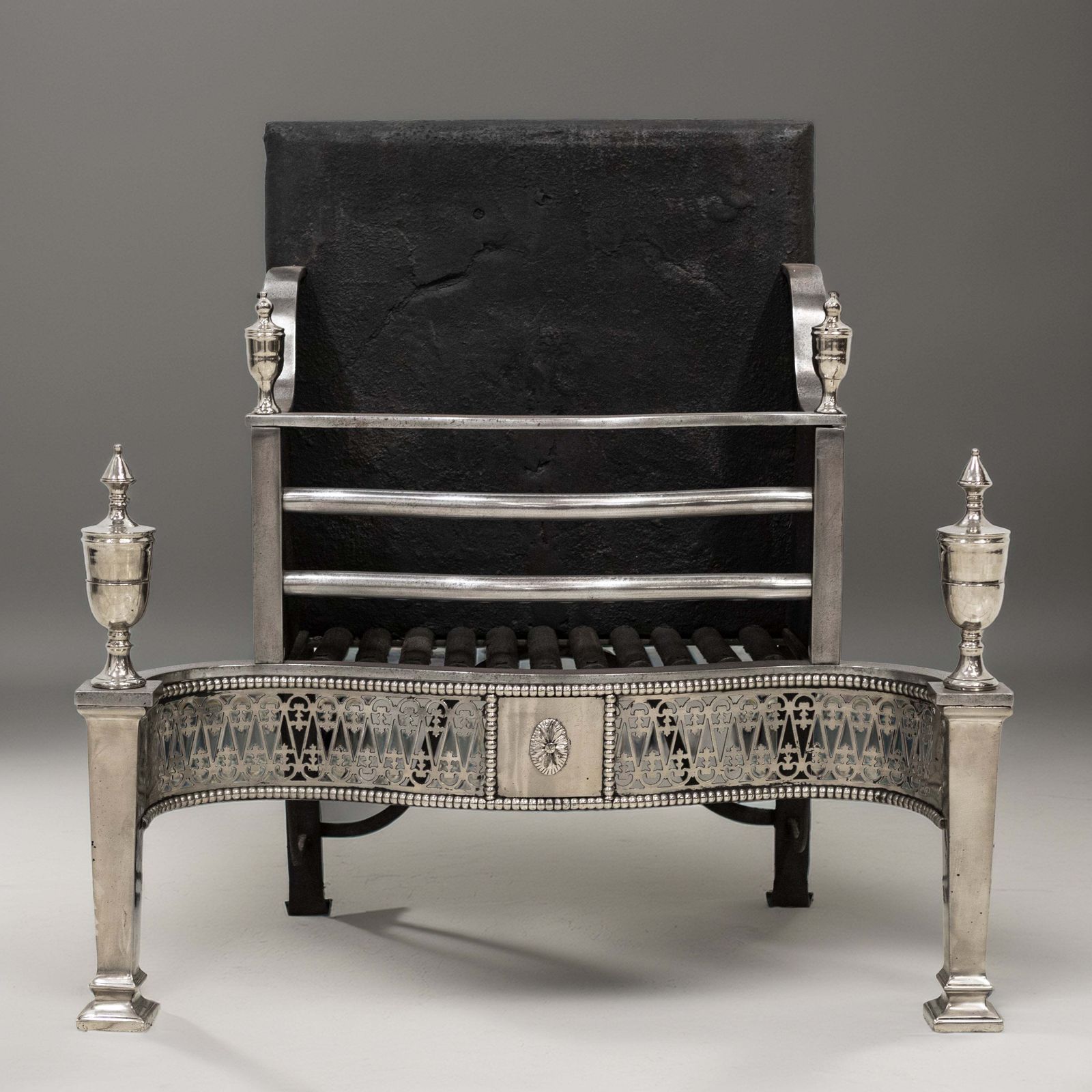 Reclaimed Georgian Style Polished Steel Fire Basket