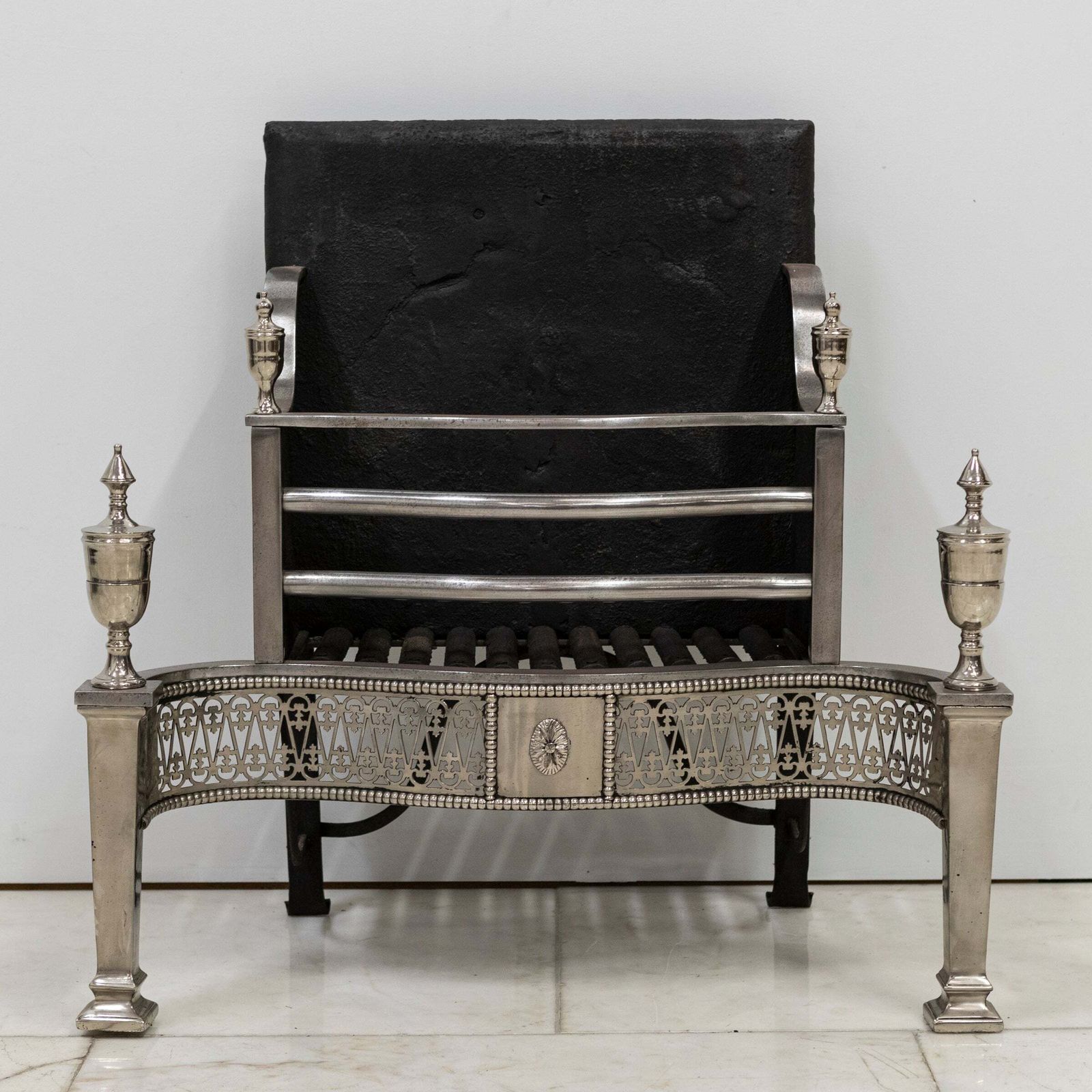 2200.0 Reclaimed Georgian Style Polished Steel Fire Basket photo