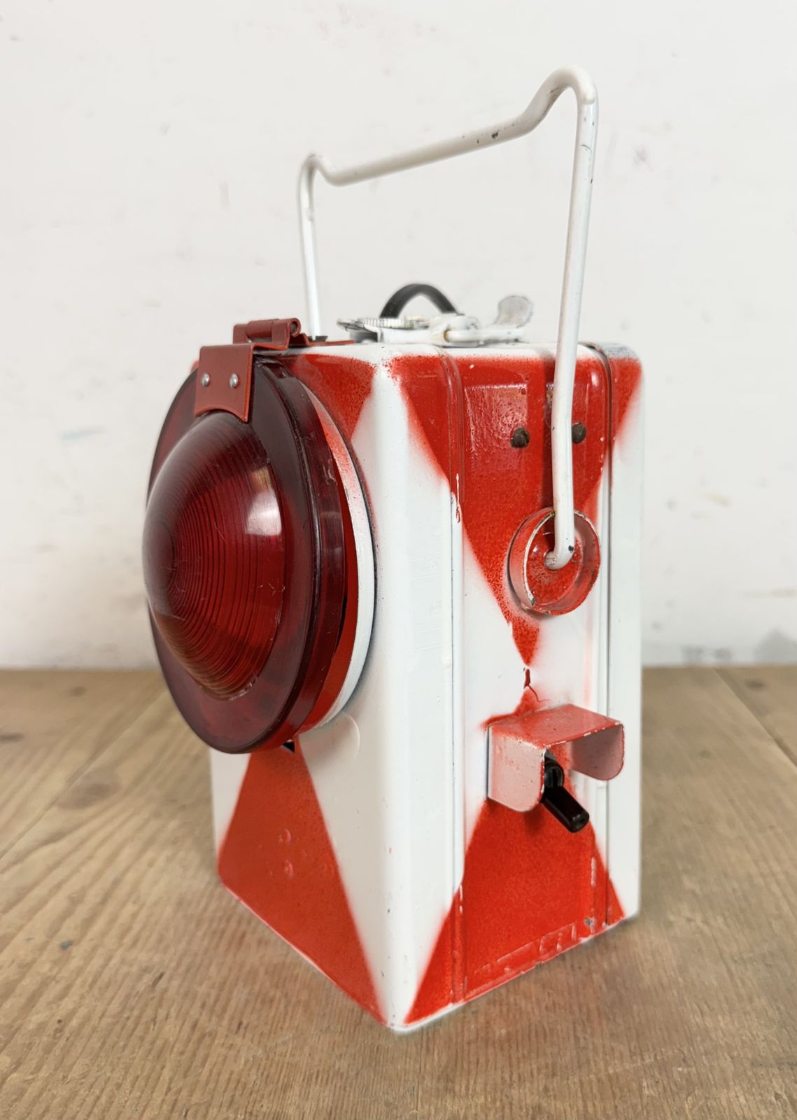 Industrial Red Railway Lantern, 1980s photo vintage