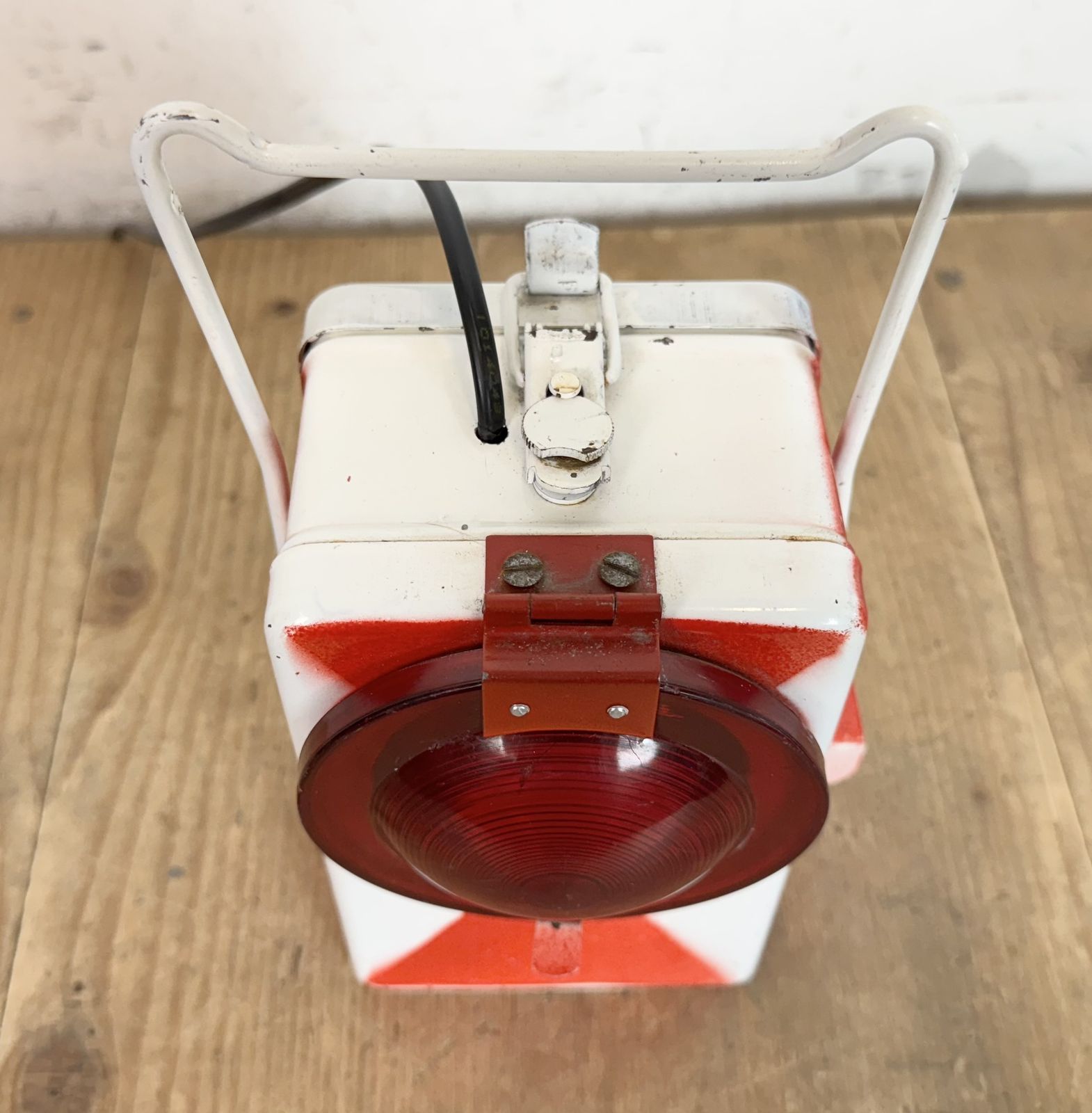 photo for sale Industrial Red Railway Lantern, 1980s