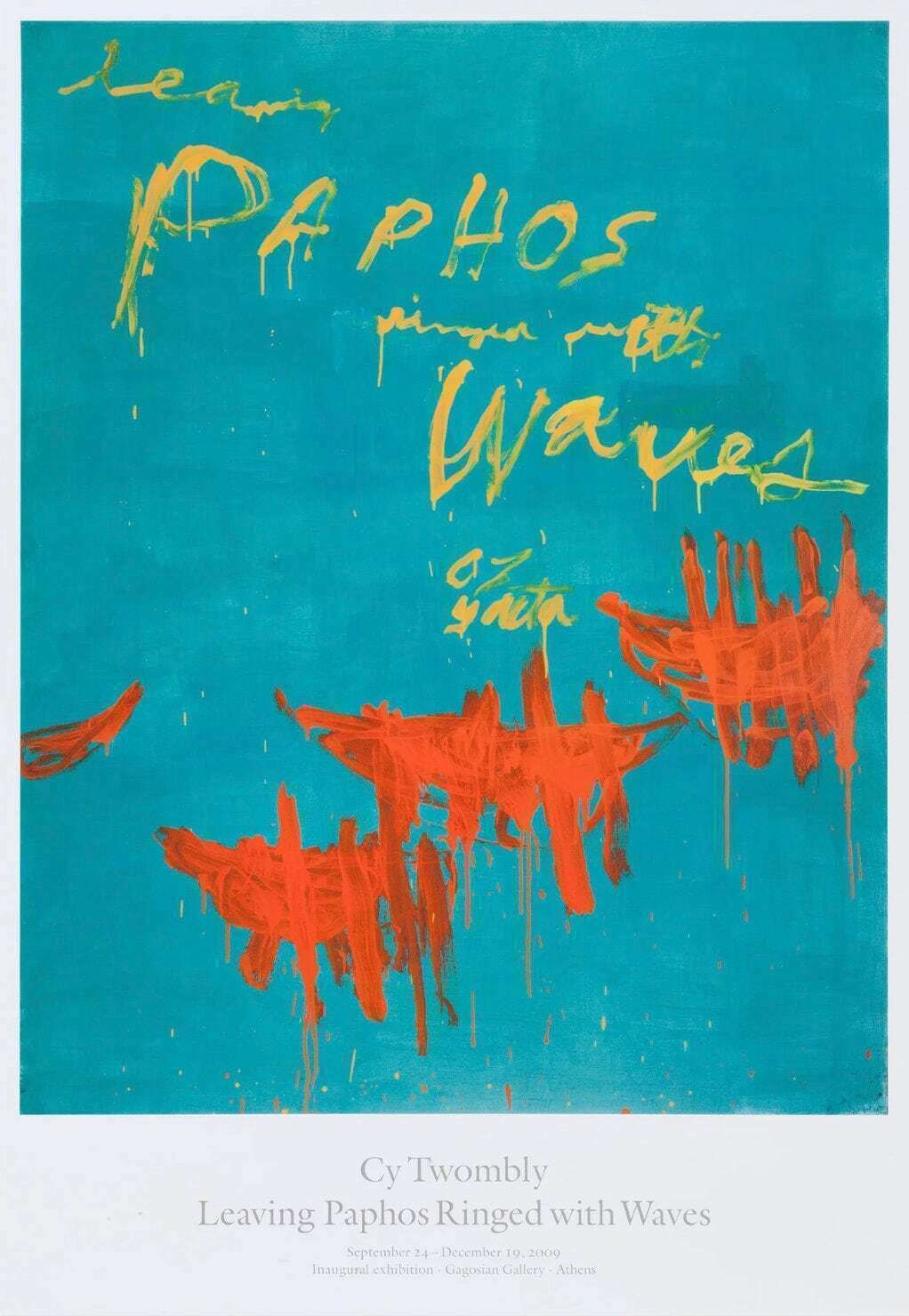 Authentic Cy Twombly Exhibition Poster   Leaving Paphos Ringed With Waves