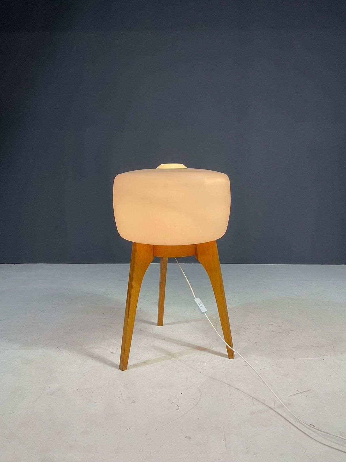 Large Floor Lamp By Uluv, Wood & Frosted Glass, Czechoslovakia, 1960s photo furniture