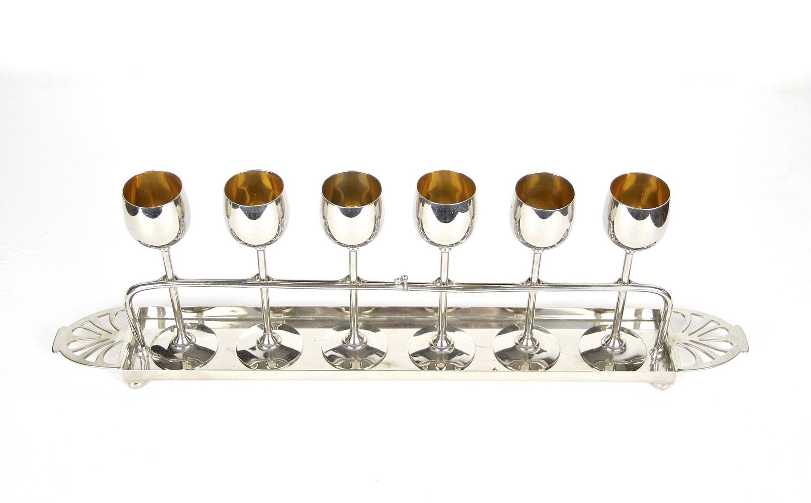 Set Of 6 Art Nouveau Goblets By Wmf, Gilt Liquor Set, Germany Circa 1910 photo 1270.0
