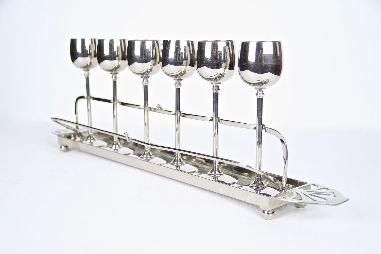 Set Of 6 Art Nouveau Goblets By Wmf, Gilt Liquor Set, Germany Circa 1910 photo vintage