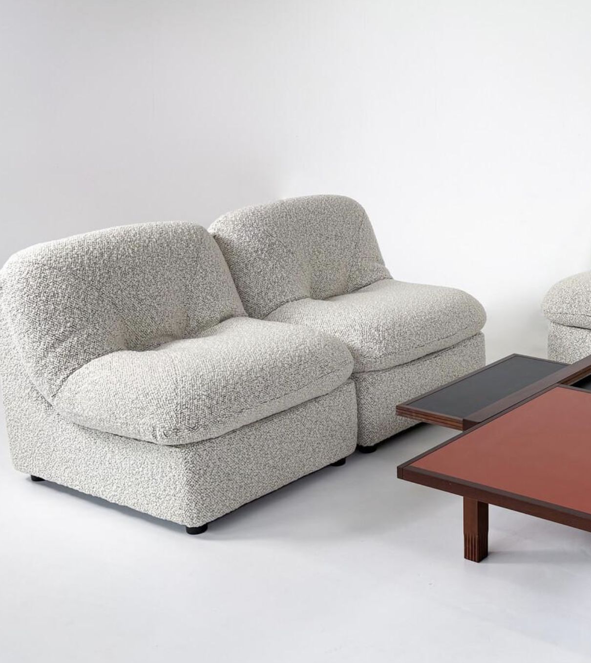 Contemporary Set Of 5 Armchairs, Boucle Fabric, Italy photo for sale