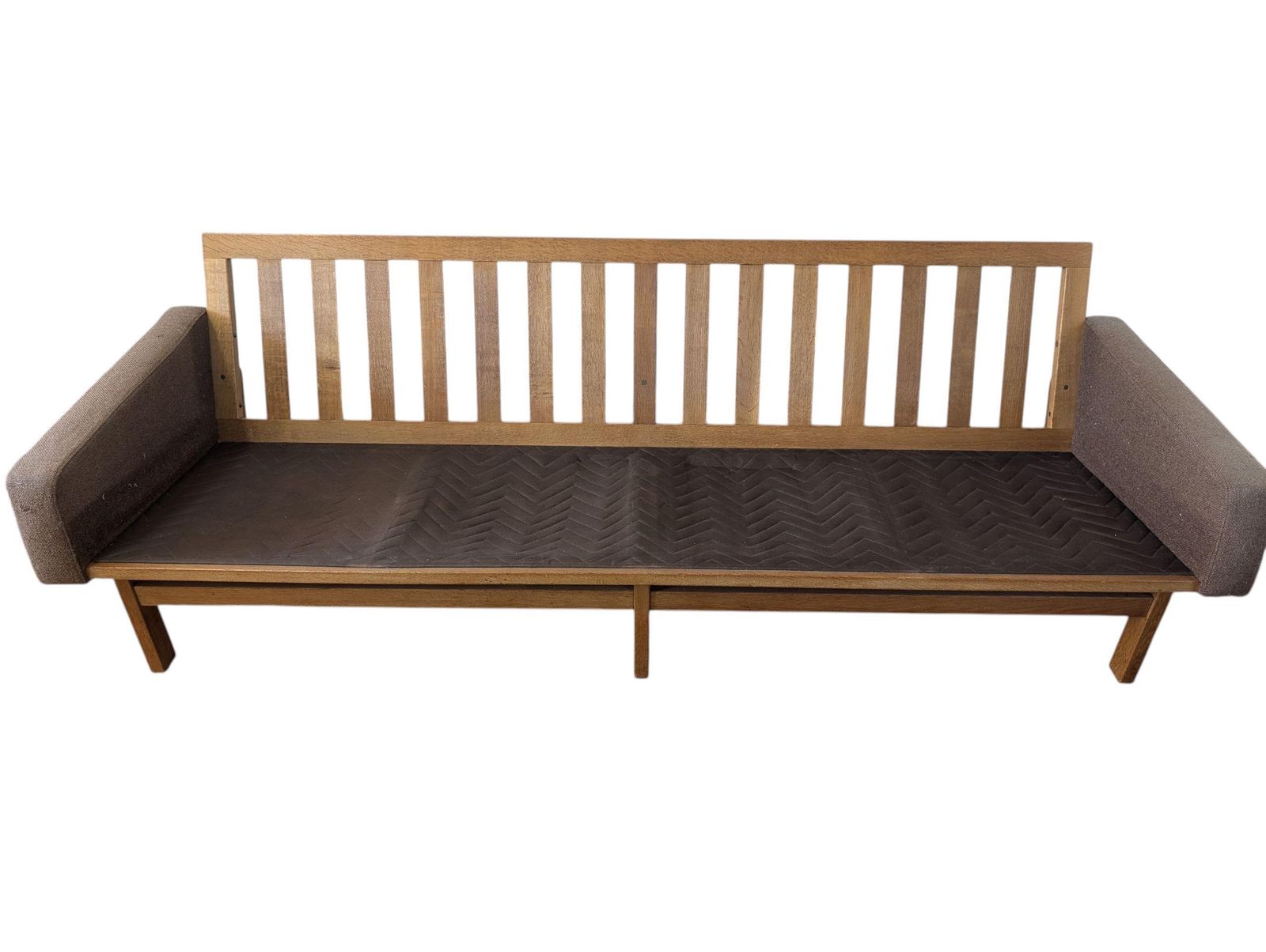 Rare Mid Century 1960s Vintage Danish 4 Seater Retro Sofa In The Style Of Hans J. Wegner With Original Wool And Sprung Cushions photo furniture
