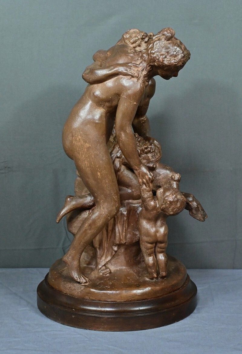 photo buy Terracotta Sculpture “The Faun Family” After Clodion – Late 19th Century