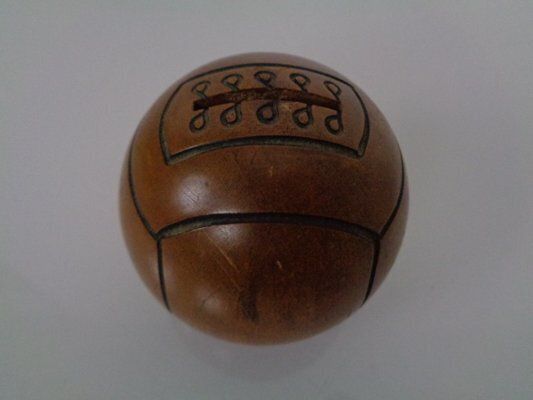 German Wooden Football Money Box With Key, 1930s photo for sale