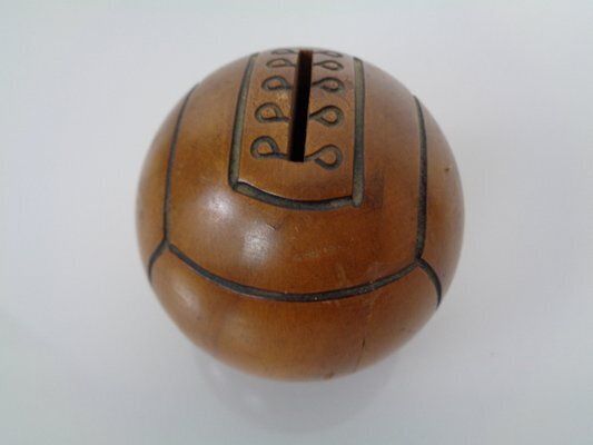 German Wooden Football Money Box With Key, 1930s photo 200.0