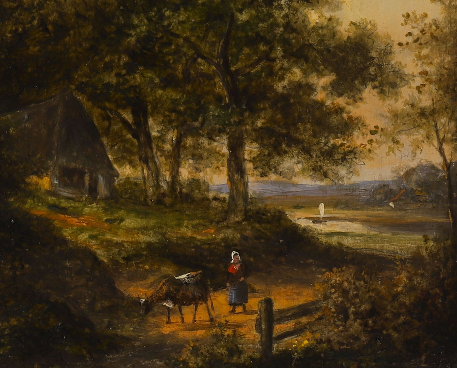 Antique Pair Dutch Forest Scene Oil Paintings By Jan Evert Morel  18th Century photo Art