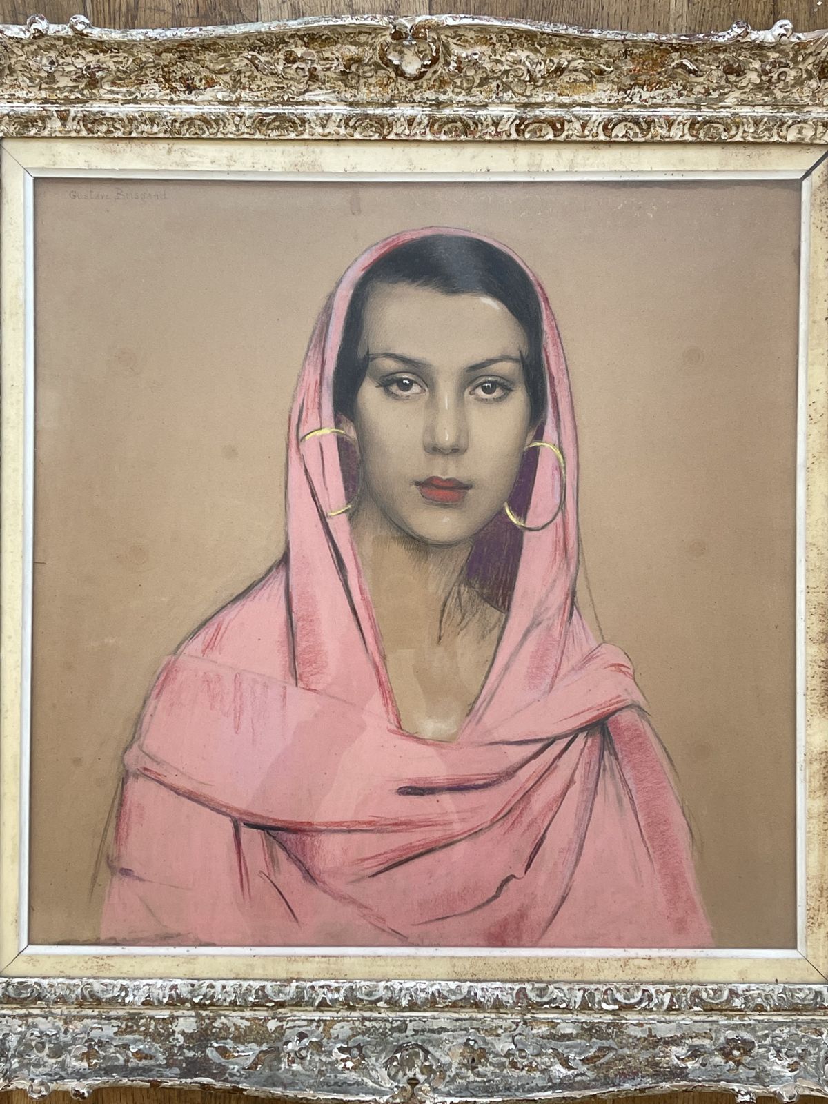 Portrait Of A Veiled Woman By Gustave Brisgand (1867 1944), Art Déco, France photo for sale