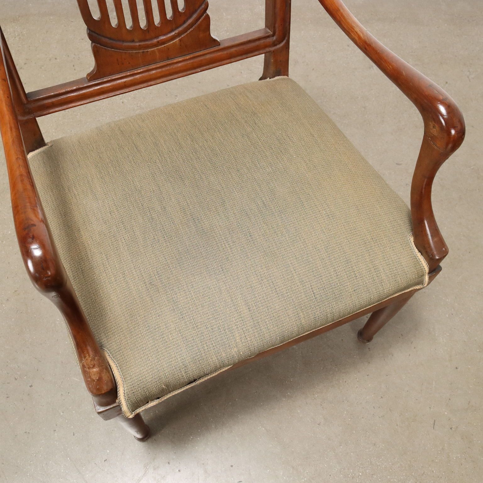 Antique Directoire Armchair Walnut Fabric Italy XVIII Century photo buy