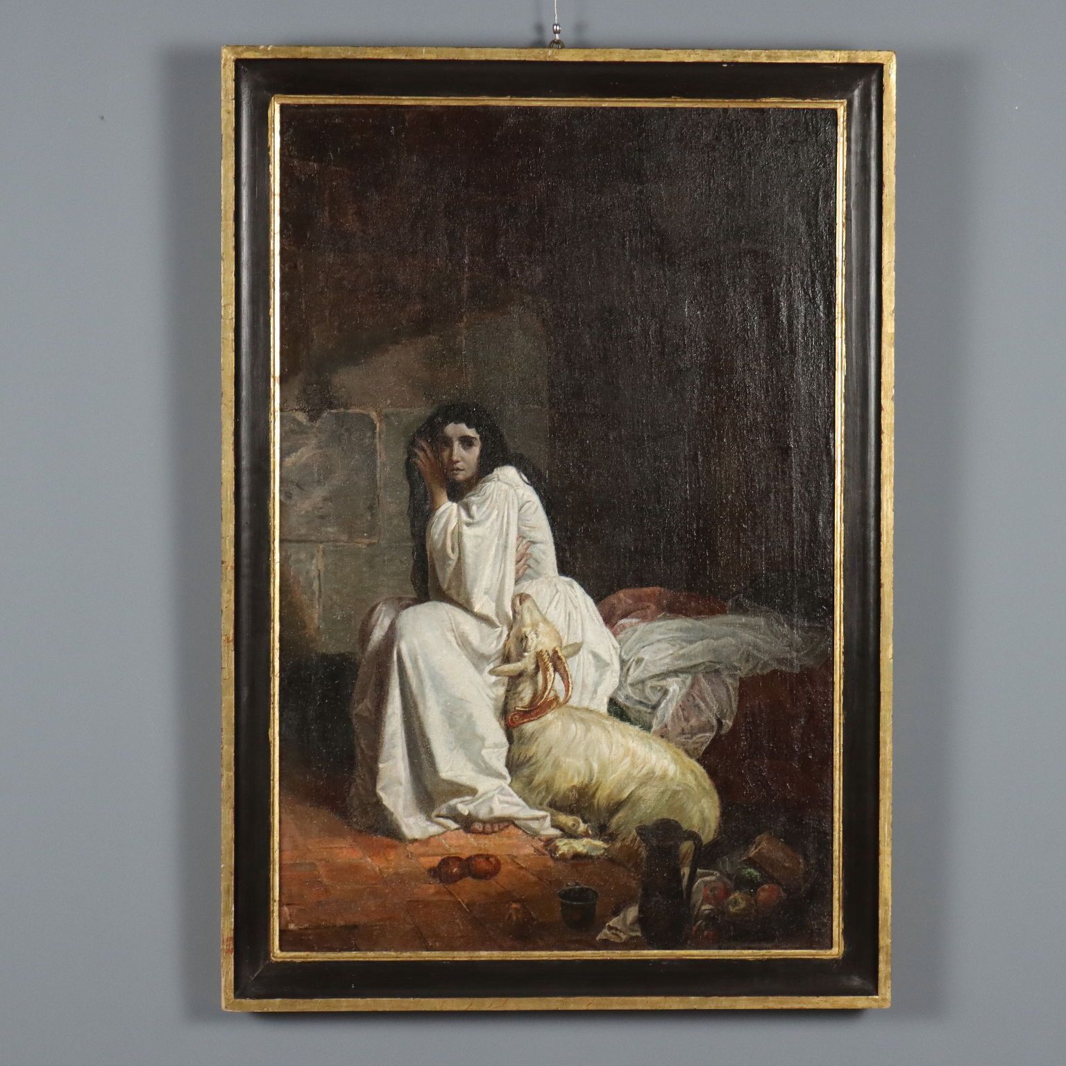 Esmeralda In The Tower Of Notre Dame Antique Painting XIX Century