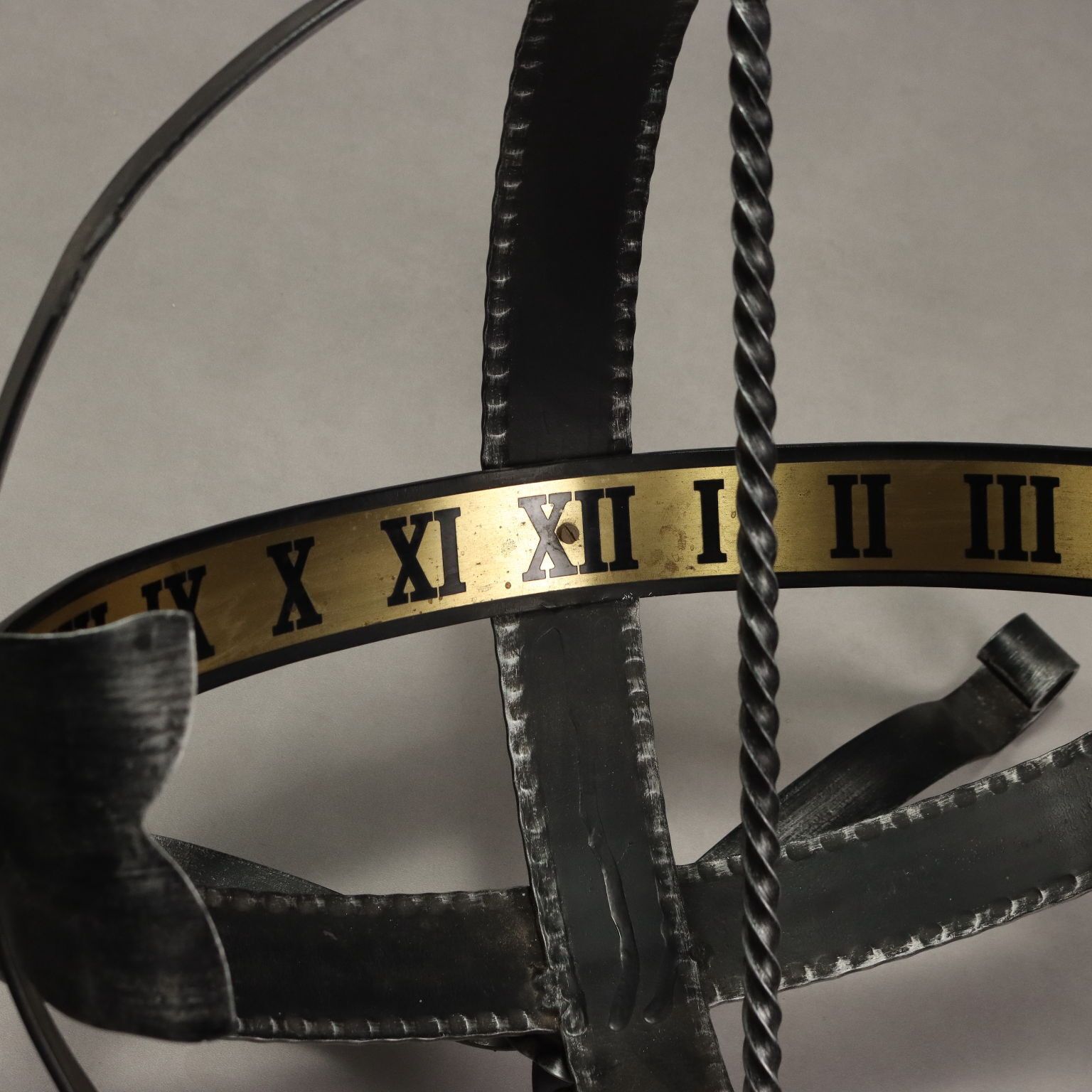 Antique Iron Sundial Wrought Iron Brass Europe XX Century photo for sale