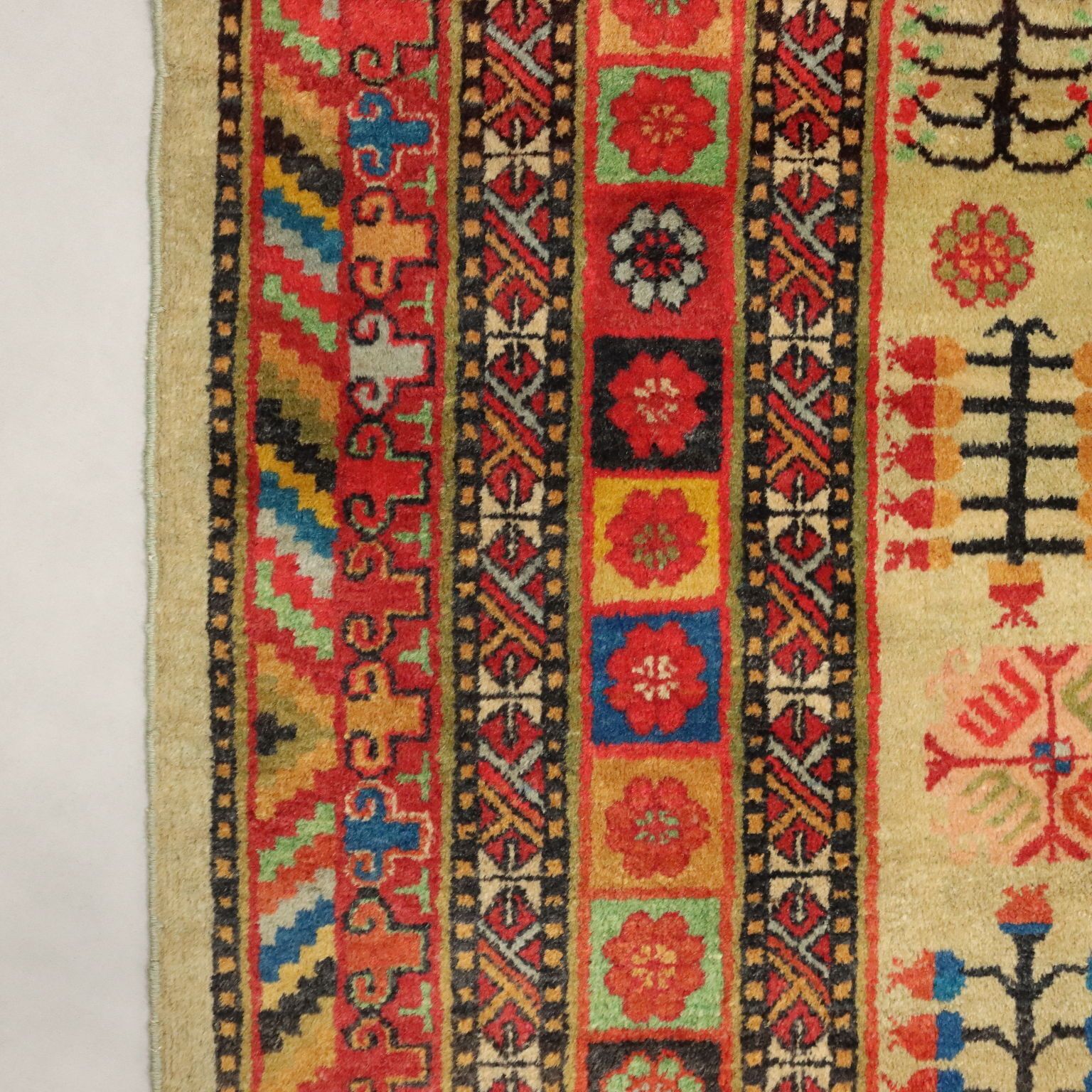 Antique Samarkanda Carpet Cotton Wool Thin Knot Uzbekistan photo buy