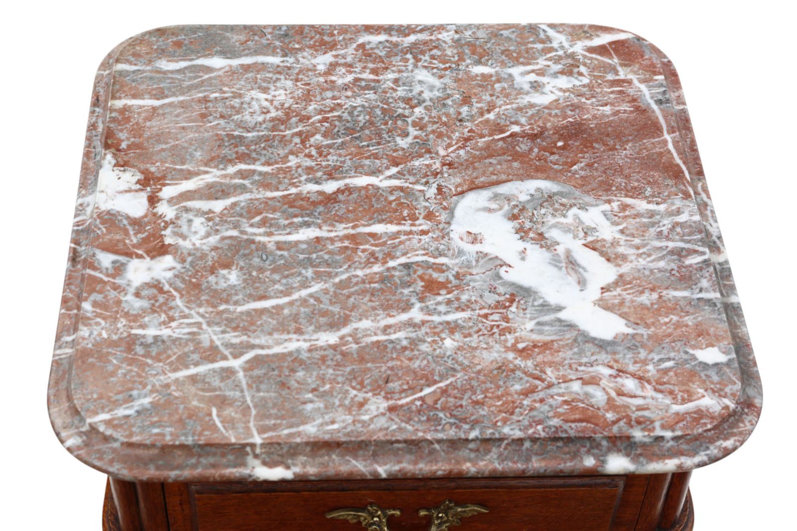 Antique C.1910 Oak Pair Of Marble Top Bedside Tables – Fine Quality Nightstands photo vintage