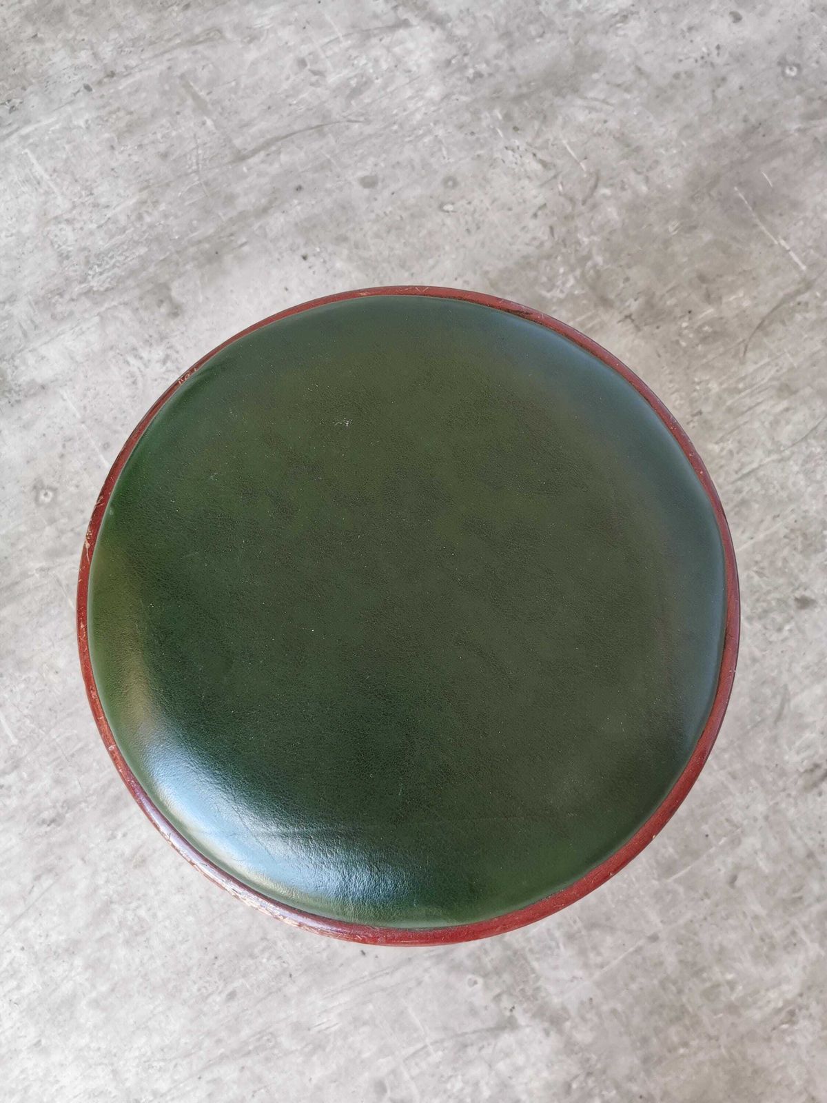Vintage Wooden Irish Pub Stool With Green Leather Seat / 1970s / Thonet Style Small Bar Chairs With Bentwood Technique photo Furniture