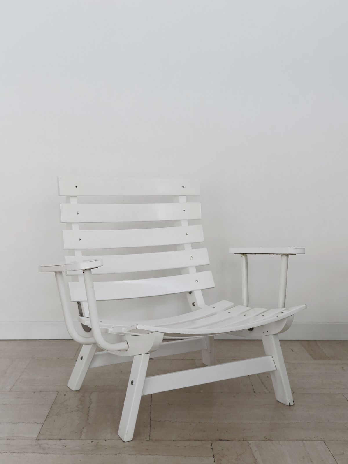 Carlo Hauner For Bfc Midcentury Garden White Laquared Wood Armchairs 1960s photo Garden Furniture