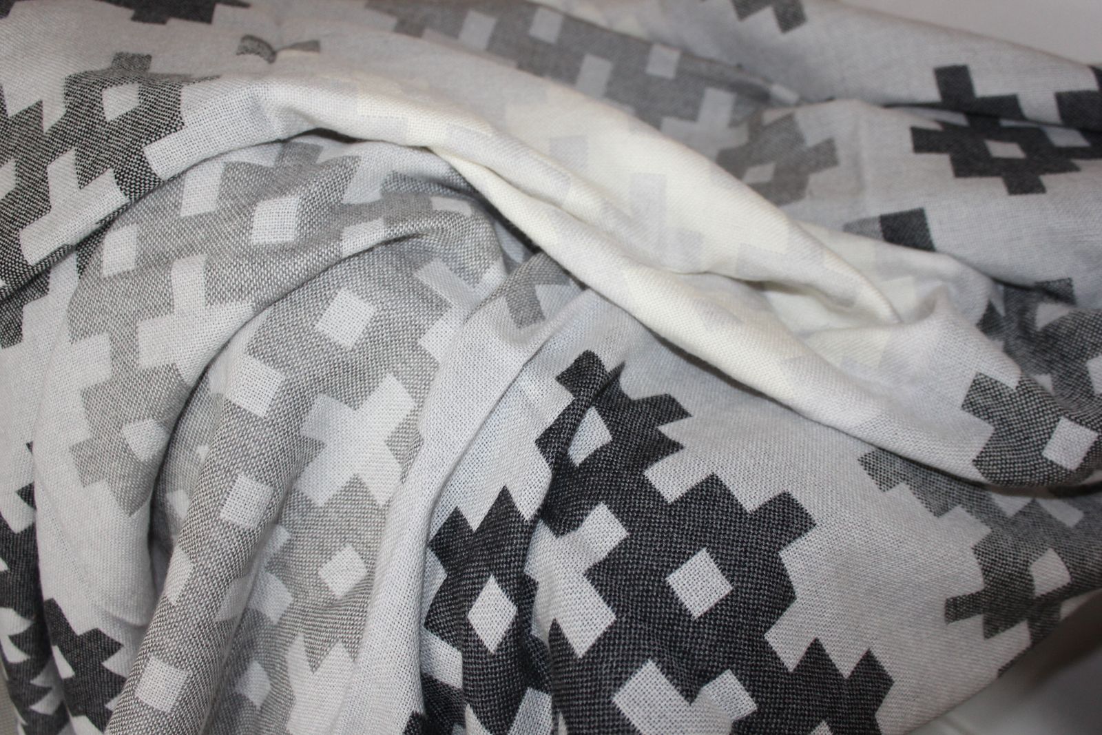 Vintage Plus 9 By Hay Grey & Black Check Merino Wool Blanket/Throw photo furniture
