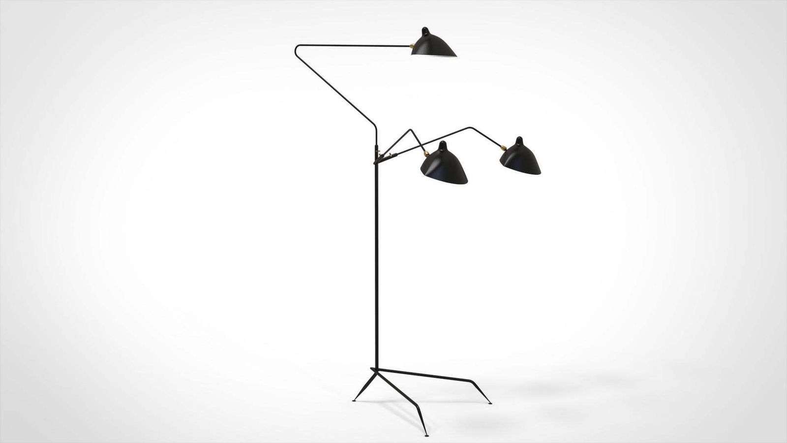 Serge Mouille 3 Arms Floor Lamp Standing Lamp.  Available Immediately 220v photo furniture
