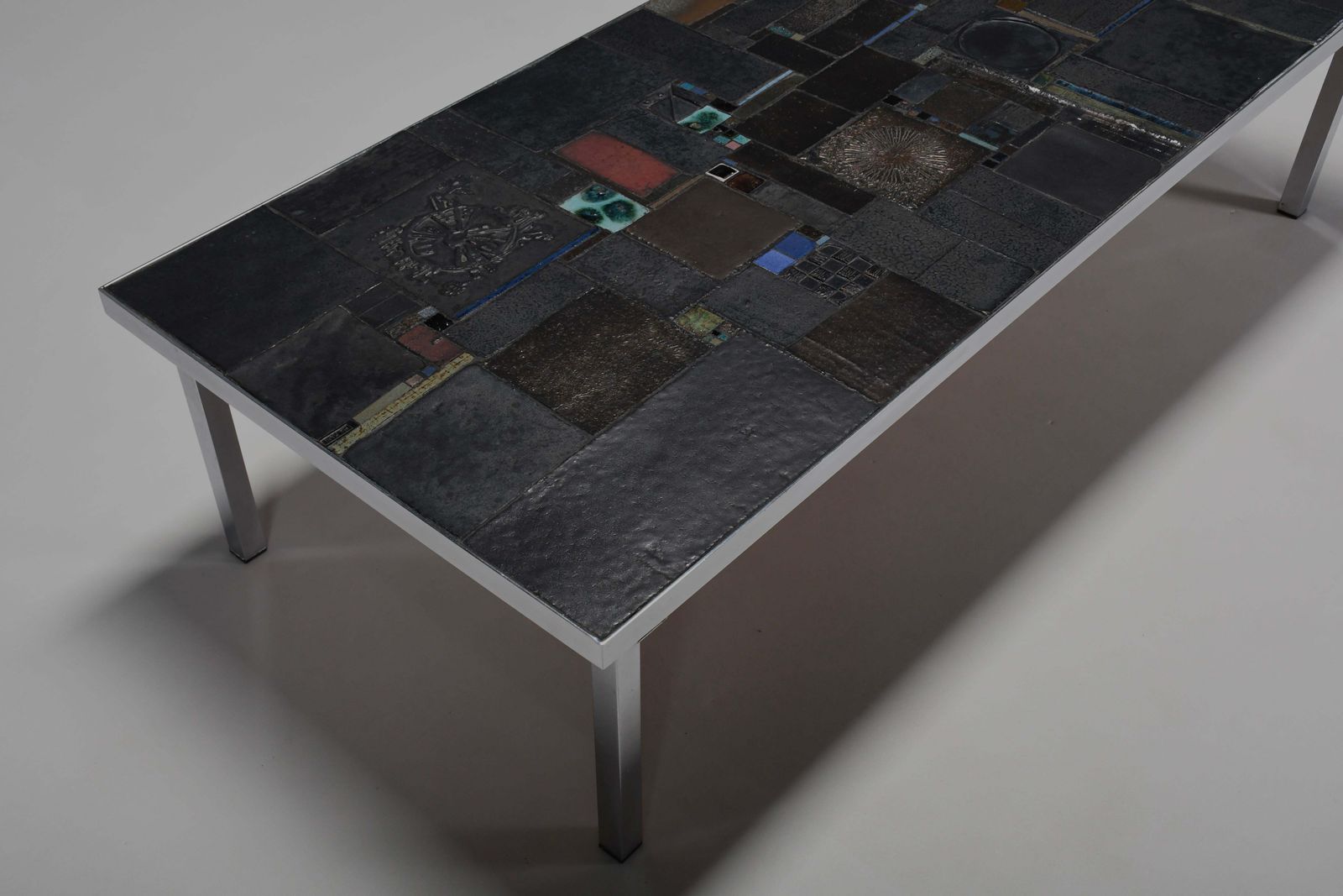 Impressive Brutalist Mosaic Coffee Table By Pia Manu For Amphora, 1960s photo vintage