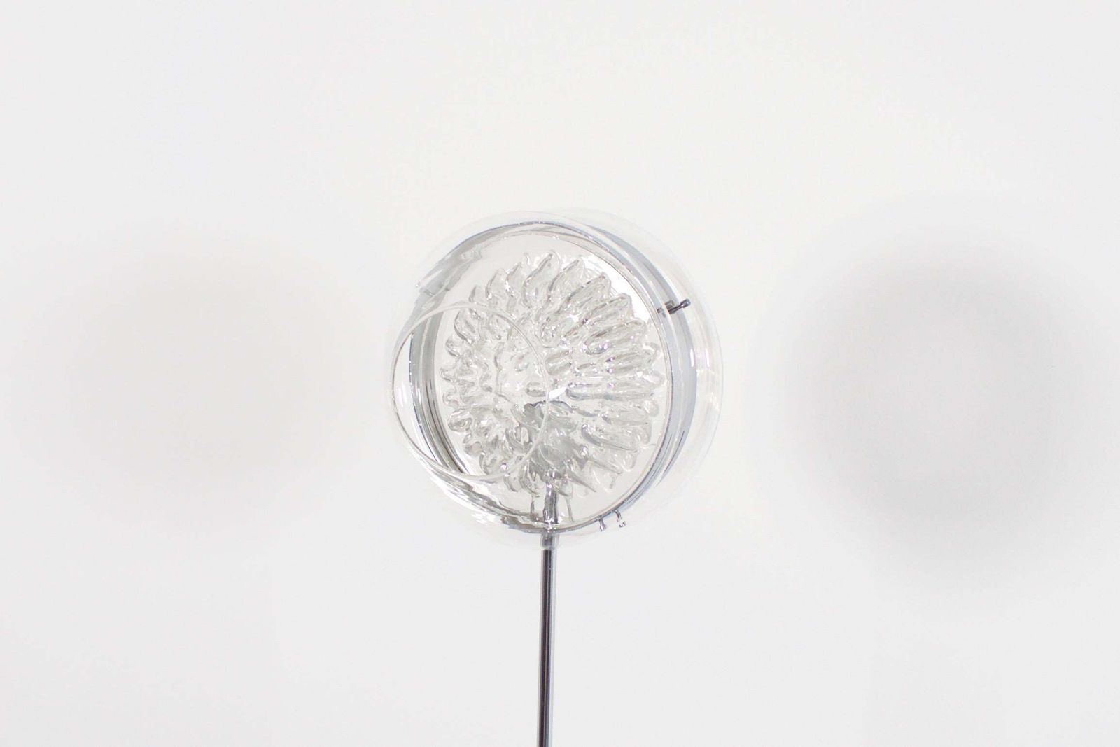 Vintage Italian ‘Eye’ Floor Lamp, Chrome, Murano Glass And Marble, 1970s photo for sale