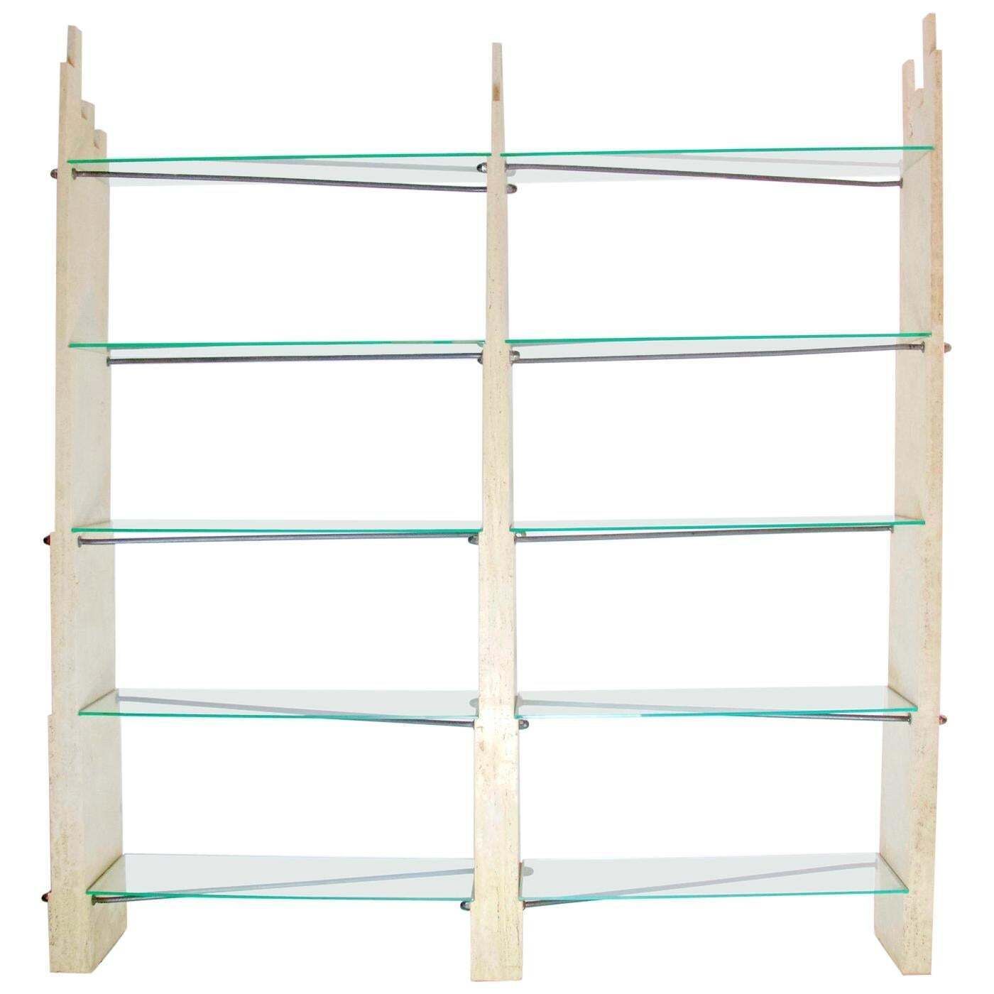 Sculptural Wall Unit In Travertine, Italy, 1970s photo for sale