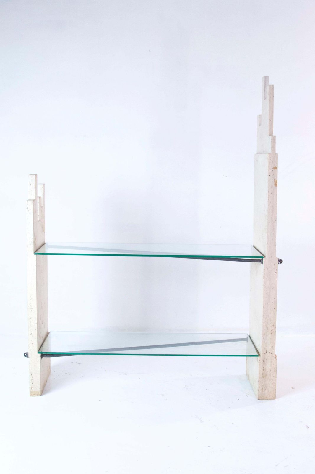 photo furniture Sculptural Wall Unit In Travertine, Italy, 1970s
