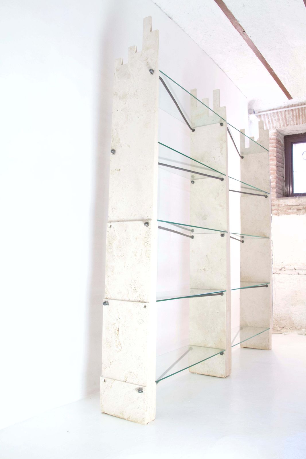 10211.0 Sculptural Wall Unit In Travertine, Italy, 1970s photo