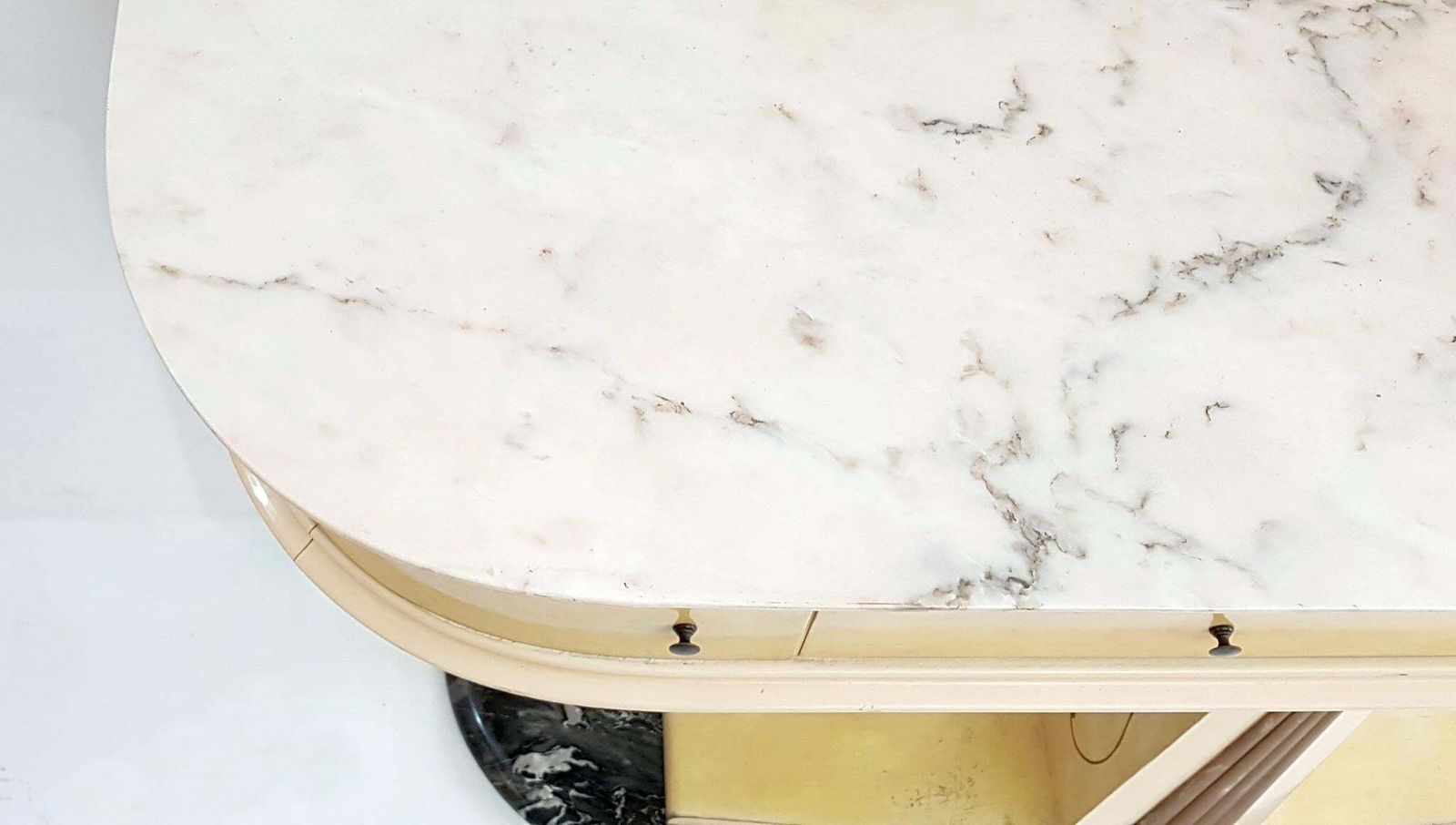 Midcentury Italian Mirror Console Table With Marble Top And Base photo Furniture
