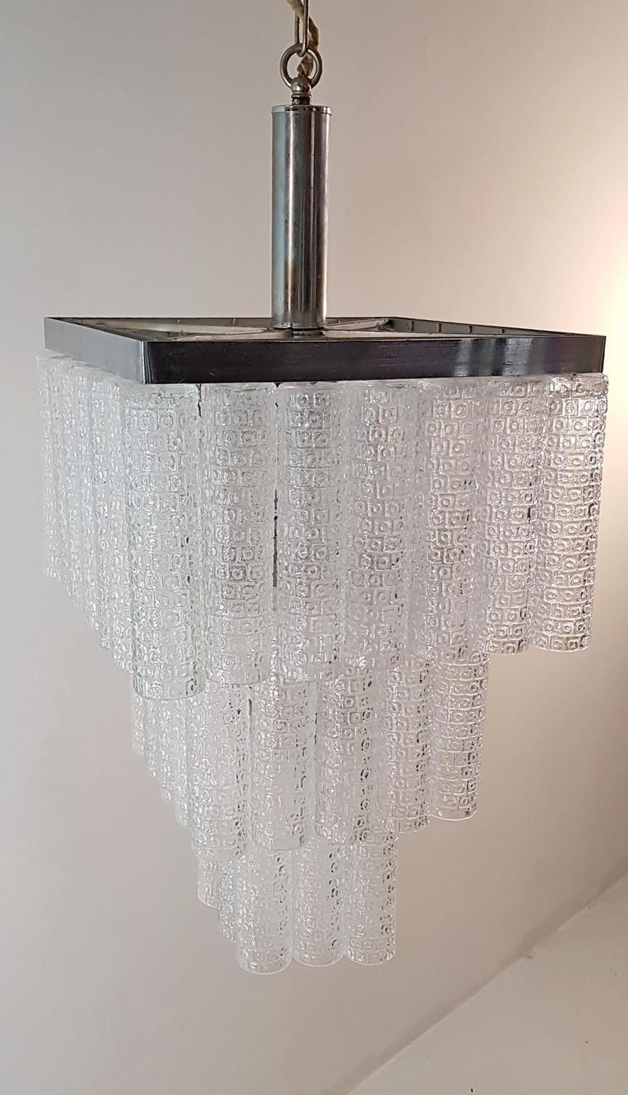 Midcentury Italian Glass Tube Chandelier photo vinterior