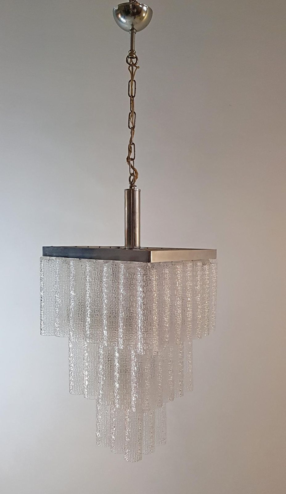 Midcentury Italian Glass Tube Chandelier photo buy