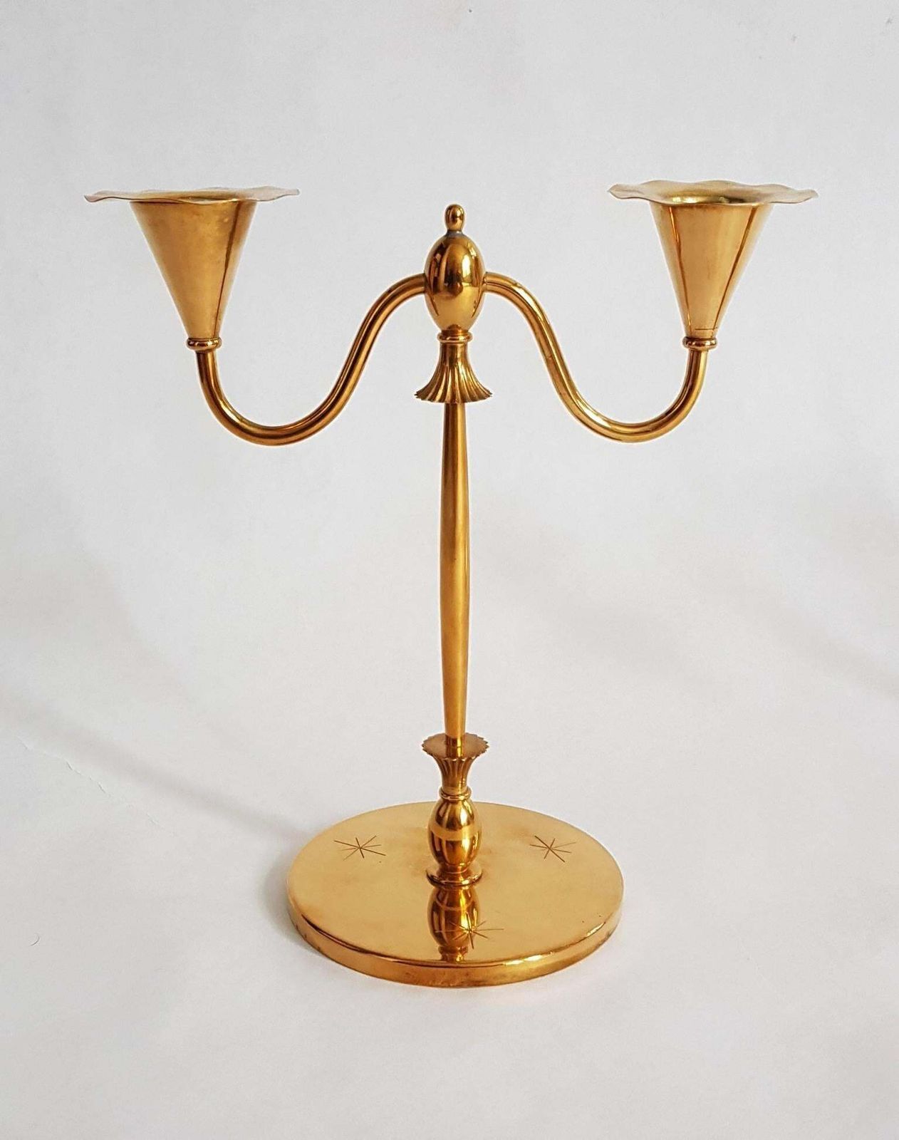 Art Deco Candlesticks In Brass By O.H. Lagersted Made In Sweden photo for sale