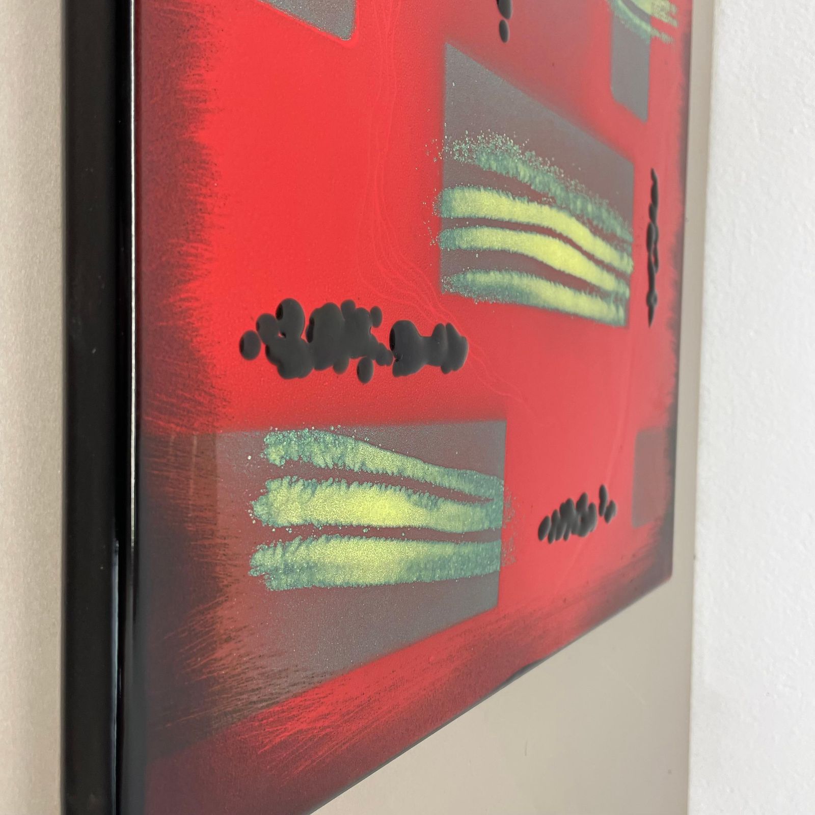 photo buy Unique Handmade Large 40x40cm West German Enamel Metal Wall Plate "Red", 1980s