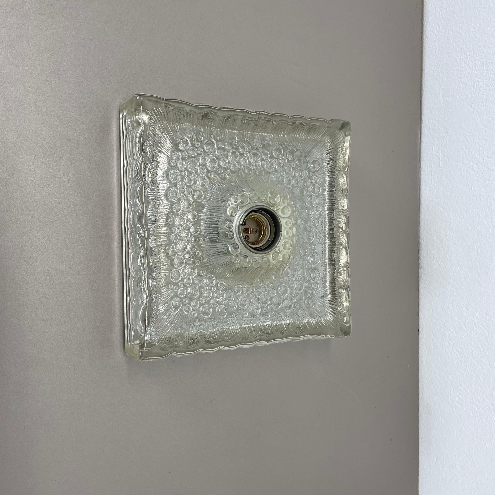 Beautiful Cubic Ice Glass Wall Light Sconce By Hillebrand Lights, Germany, 1970s photo furniture