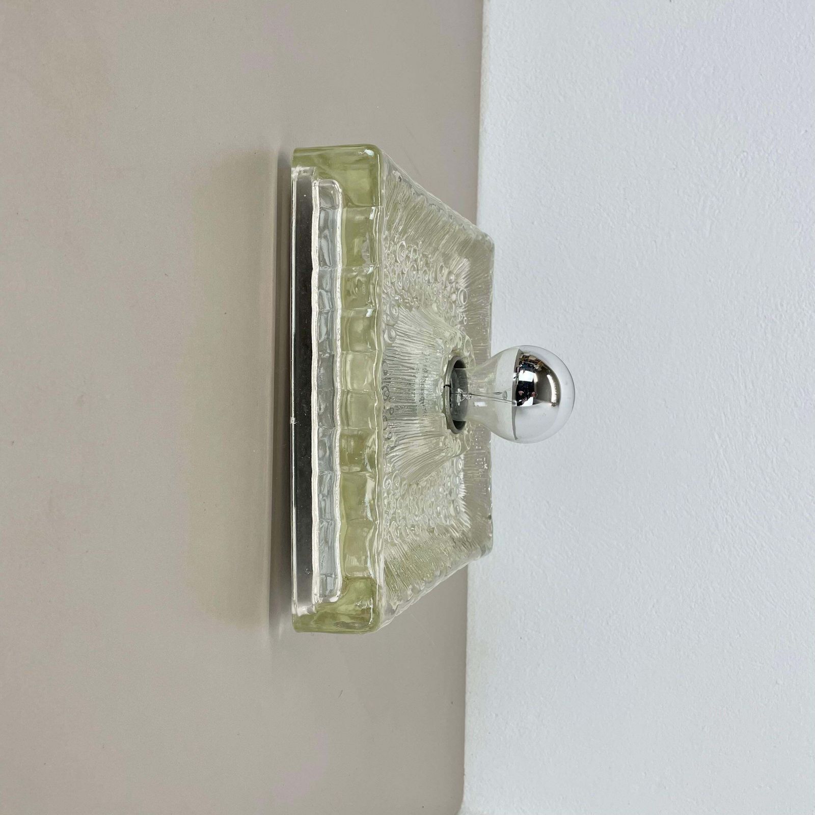 photo vinterior Beautiful Cubic Ice Glass Wall Light Sconce By Hillebrand Lights, Germany, 1970s