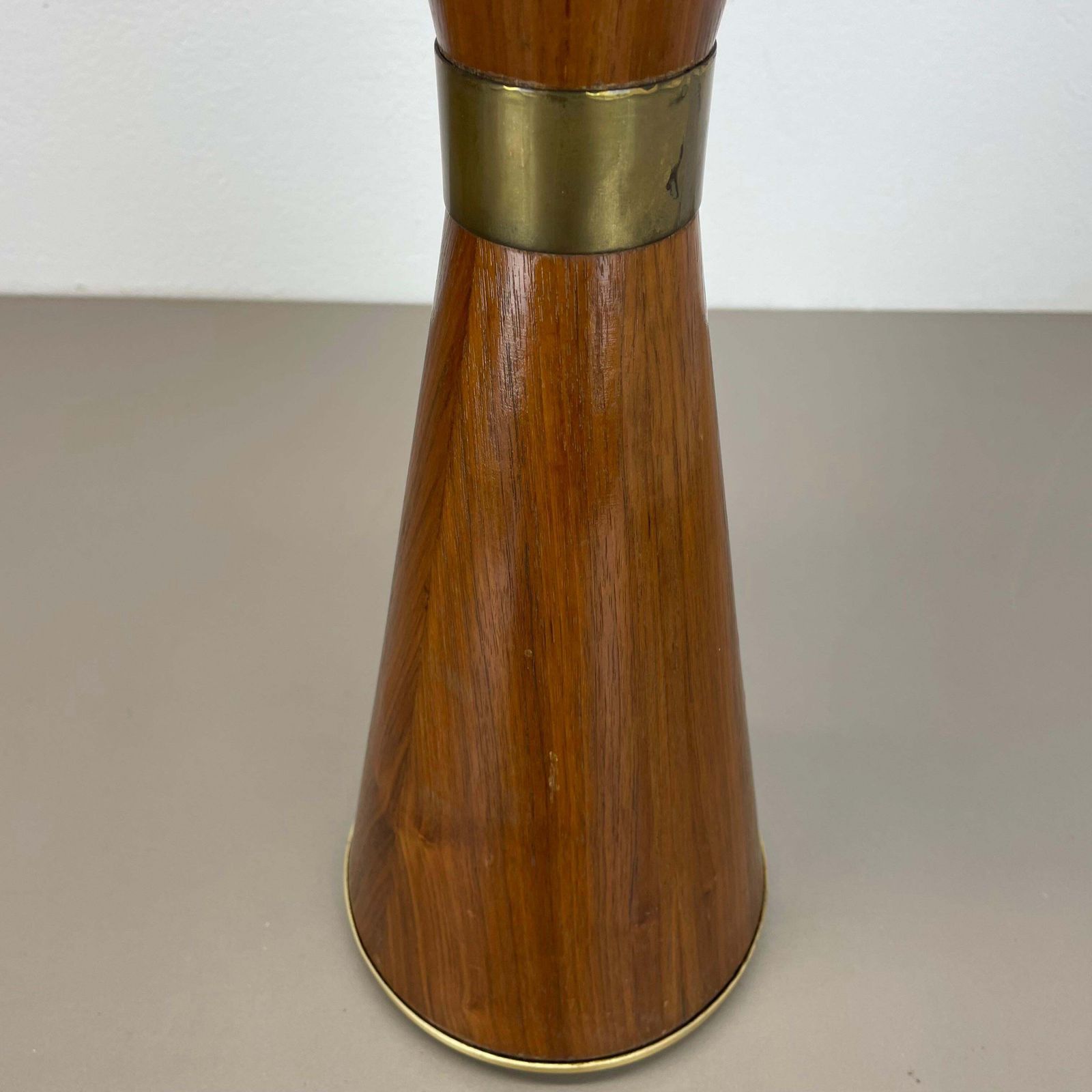 Home Decor 55cm Minimalistic Diabolo Metal And Walnut Plant Stand Element, Italy, 1950s photo
