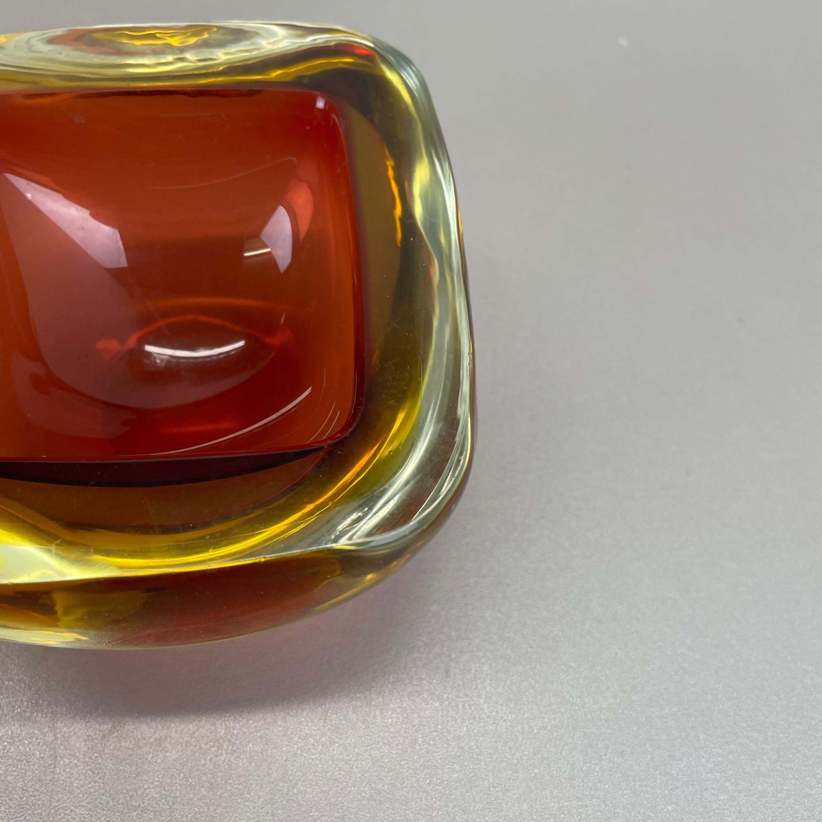Rare Murano Glass "Red Yellow"  Bowl Element Shell Ashtray Murano, Italy, 1970s photo buy