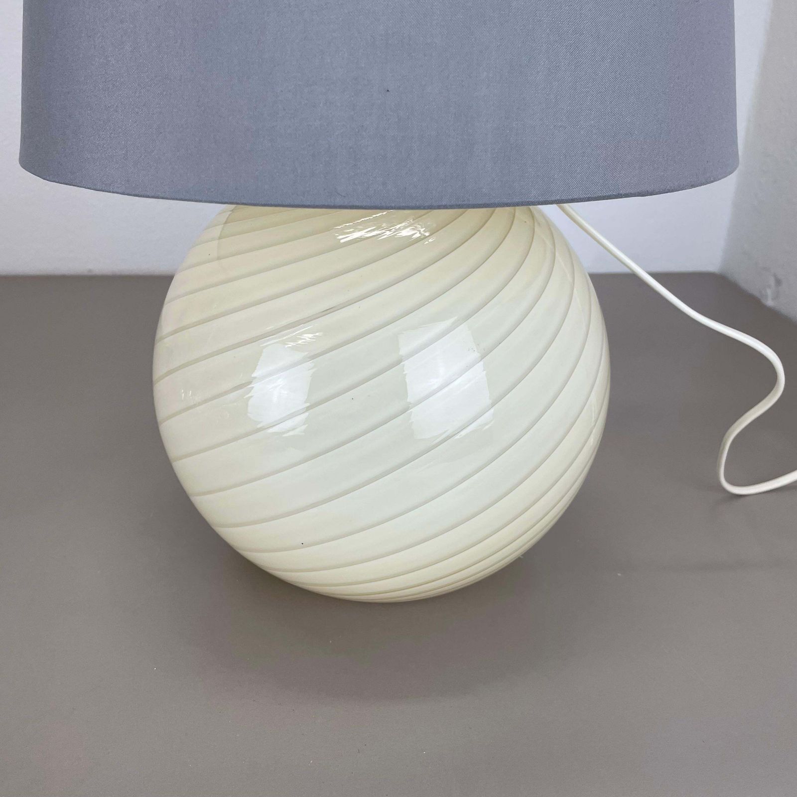 Set Of 2 Ball "Swirl" Murano Glass Table Light By Vetri Murano, Italy, 1970s photo vintage