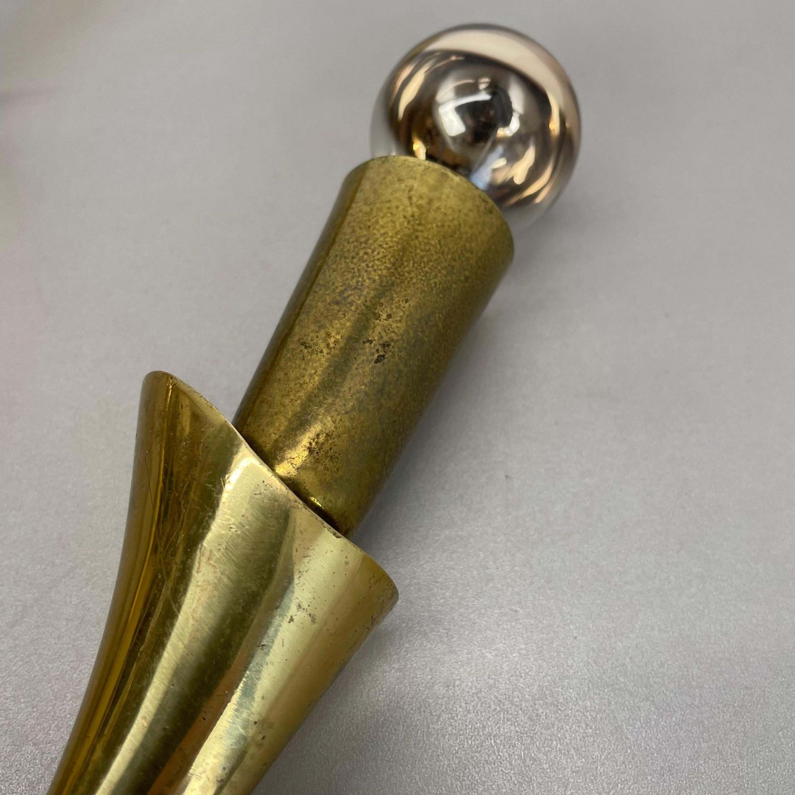 photo buy Rare Minimalist 41cm Brass Stilnovo Style Theatre Wall Light Sconce, Italy 1950s